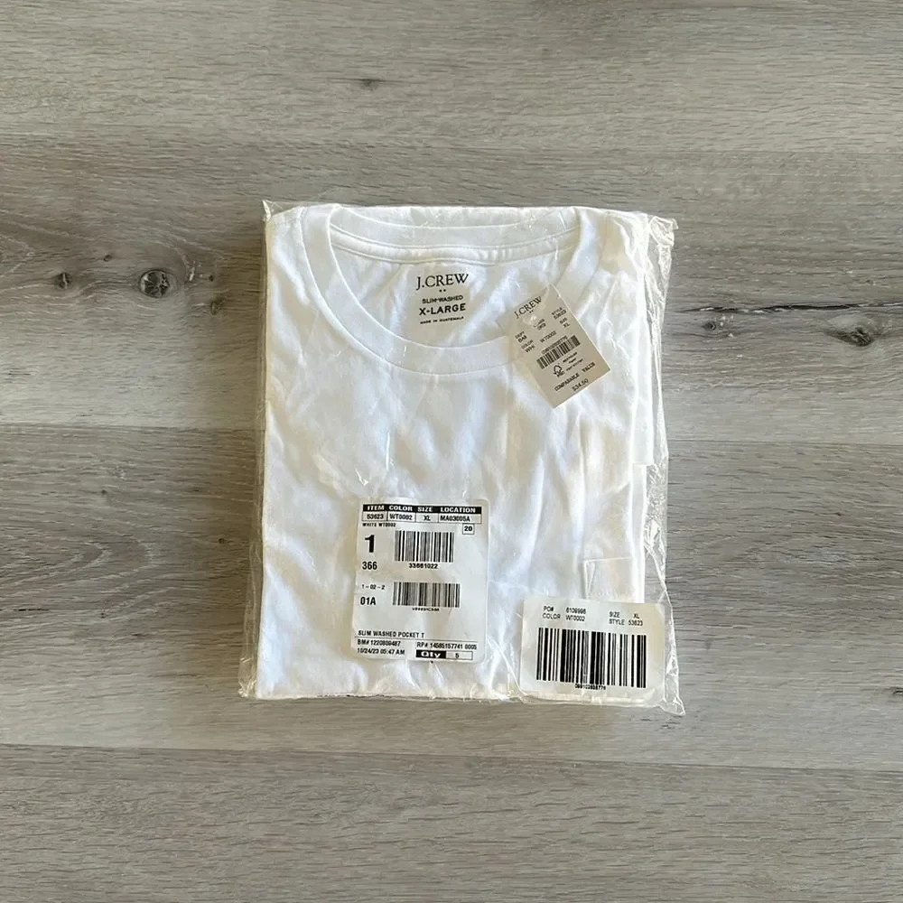 J. Crew Cotton‎ Washed Jersey Pocket Tee white XL NWT IN PACKAGE